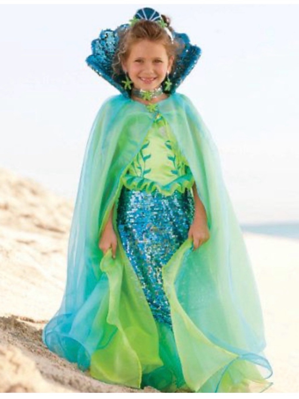 Chasing Fireflies Mermaid Costume Dress with Cape Green Blue Wishcraft size 4